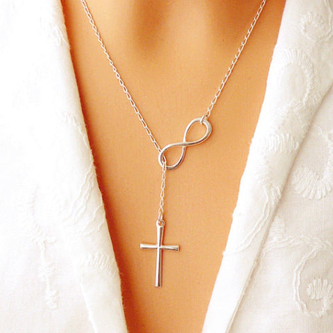 Infinity Cross Charm Necklace