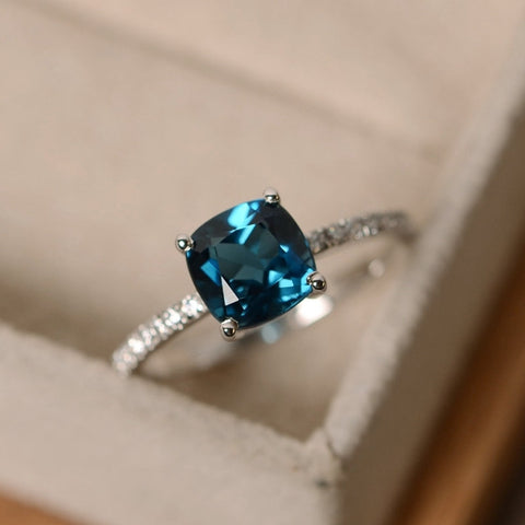 Blue Inlaid Stone Ring