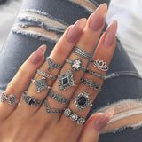 15 Pcs/set Bohemian Crystal Rings